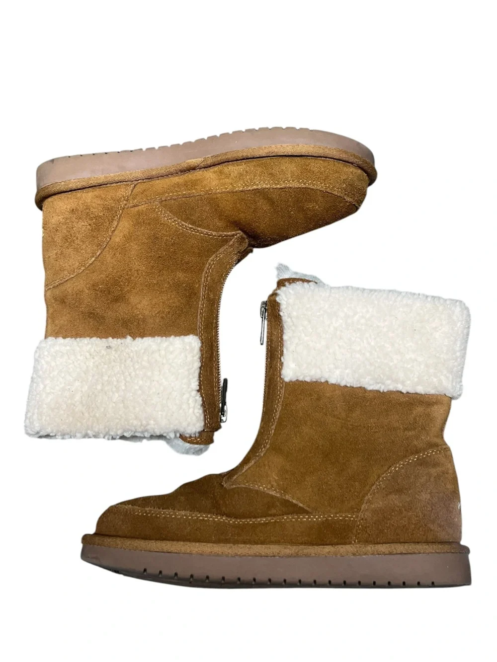 Koolaburra by Ugg Lytta chestnut brown suede front zipper short winter boots